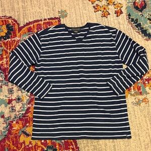 Banana Republic Blue and White Striped Top women’s large 97% cotton